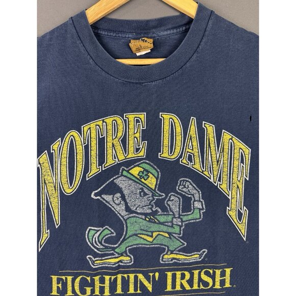 Vintage Nutmeg NCAA Notre Dame Fightin' Irish Fade Navy Blue Shirt Large Sports - Picture 3 of 10